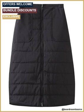 Quilted Puffer Midi Skirt Winter Warm Nylon A-Line